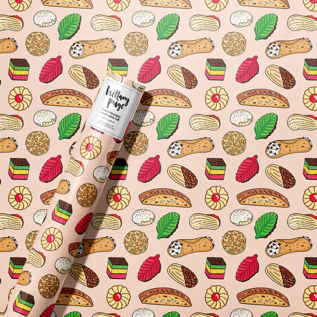 Italian Cookies & Desserts Christmas Wrapping Paper Roll