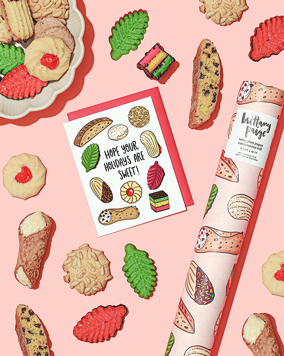 Italian Cookies & Desserts Christmas Wrapping Paper Roll