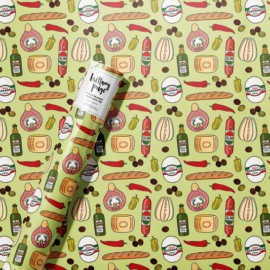 Italian Meats & Cheeses Christmas Wrapping Paper Roll